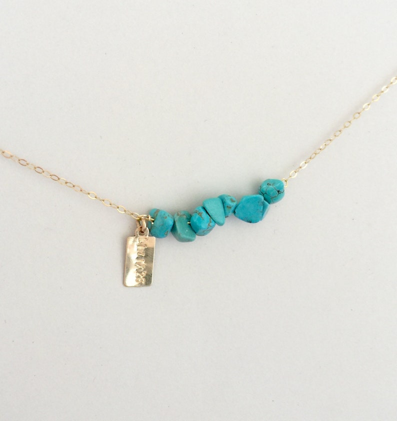 Turquoise Necklace Personalized Turquoise jewelry Turquoise bar necklace CUSTOM Gift for Mom Gold Necklace Mothers Day Gift Boho image 6