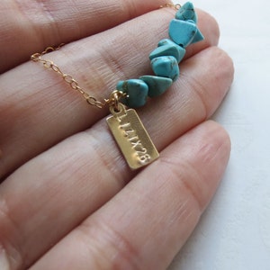 Turquoise Necklace Personalized Turquoise jewelry Turquoise bar necklace CUSTOM Gift for Mom Gold Necklace Mothers Day Gift Boho image 4
