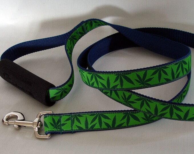 Ready To Ship Pot Leaf Dog Leash Pot Leaf Dog Collar and Leash Set Matching Set 1 Inch Wide Cannabis Dog Collar and Leash Set