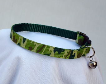 Camouflage Cat Collar, Safety Breakaway Buckle, 3/8 Inch Wide, Adjustable 7 To 11 Inches