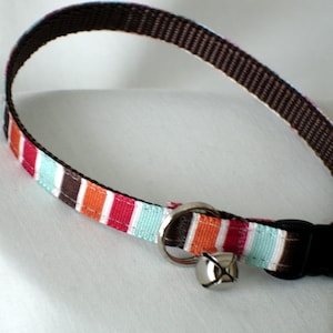 Striped Kitten Collar, Safety Breakaway Buckle, 3/8 Inch Wide, Adjustable 7 To 10 Inches