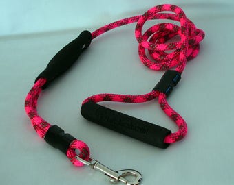 Pink Climbing Rope Dog Leash: 2 Handles, Strong Training Leash