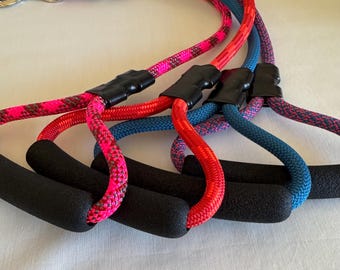 Climbing Rope Dog Leash with Foam Handle, 9mm-9.9m Rope, Any Length, Custom Made, Super Strong