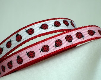 Lady Bug Small Dog Collar, 1/2 Inch Wide, Adjustable 7 To 11 Inches, Lady Bug Little Dog Collar