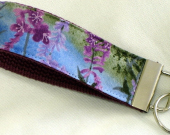 Fireweed Keychain Wristlet, Alaskan Key Fob, Alaska Key Chain Fob, Floral Key Wristlet, Key Fob Keychain, Key Chain Wristlet