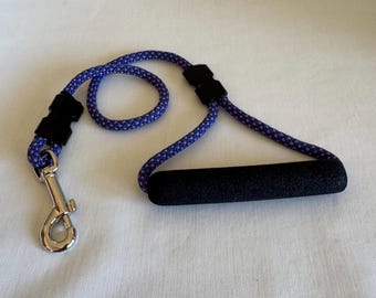 Purple Rope Dog Leash with Handle, 7mm Purple Rope, Any Length, Custom Made, Medium and Large Dogs