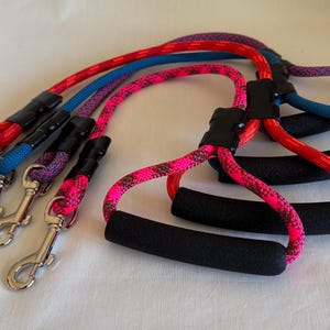 Correa de escalada para perros con asa, cuerda de 9 mm a 9,9 m, cualquier longitud, hecha a medida, correa de cuerda con agarre de espuma, súper resistente para perros grandes.