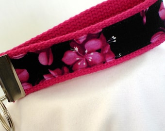 Fireweed Key Wristlet, Pink Floral Key Fob, Alaska Keychain, Handmade USA