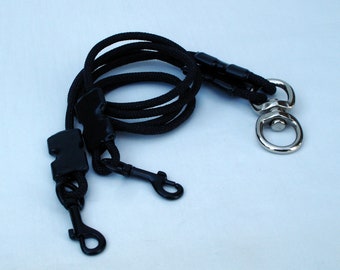 Black Coupler For 2 Small Dogs, No Tangle Dog Coupler, Dog Leash For 2 Little Dogs, 6mm Black Climbing Cord, Splitter Dog Leash