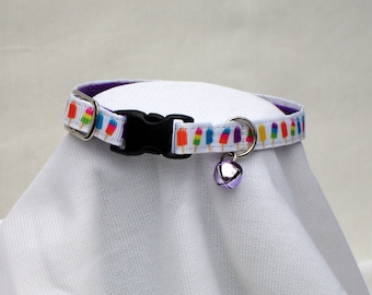 Popsicle Cat Collar, Safety Breakaway Buckle, 3/8 Inch Wide, Adjustable 7 To 11 Inches