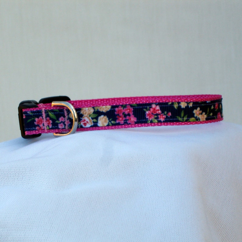 Floral Small Dog Collar 1/2 Inch Wide Adjustable 711 Etsy