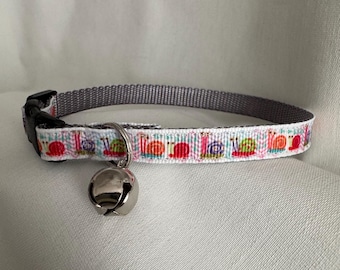 Snail Cat Collar, Safety Breakaway Buckle, 3/8 Inch Wide, Adjustable 6-11 Inches, Handmade USA