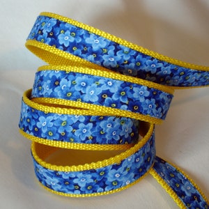 Coleira e trela para cães Forget Me Nots, conjunto combinando, coleira e coleira para cães do Alasca, 1 &quot;de largura, coleira e trela para cães florais, amarelo e azul