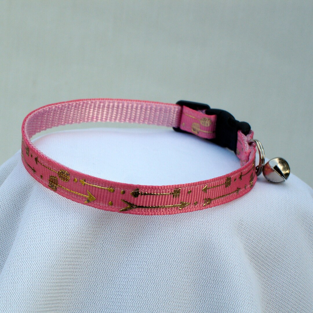 Dusty Coral With Gold Foil Arrows Cat Collar Safety Breakaway Etsy