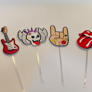 Topper Rock and Roll – 12 Pezzi – Decorazione Torta e Dolcetti Compleanno o baby shower per bambini