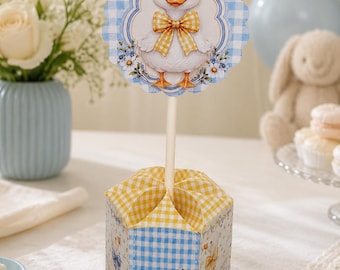 Duck Centerpiece, Baby Shower Table Decoration, Duck Party Decor, Blue Yellow Farm Birthday Centerpiece, Boy or Girl Option