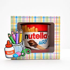 Plantilla SVG para caja Nutella & Go, portavasos para snacks, caja de regalo en PDF, archivo de corte para Silhouette Studio, caja de dulces imprimible