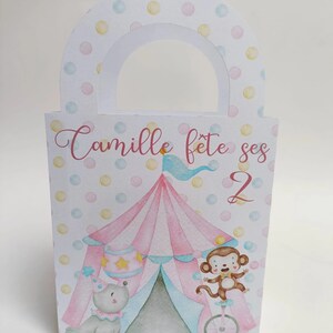 Borsa da circo acquerello | 10 borse personalizzate come souvenir per bambini | In qualsiasi lingua
