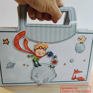 Set di 5 sacchetti regalo per bambini Acquerello Piccolo Principe Capelli biondi o neri | Festa di compleanno | Scatole per bomboniere Scatole per bomboniere personalizzate