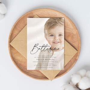 Editable Christening Invitation Template Invitation Minimalist Baptism Invite for Girl Boy Baptism Invite Photo Instant. Editable in Canva.