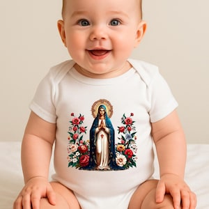 Our Lady of Guadalupe Floral PNG – Mexican Folk Art Virgin Mary Sublimation Design for T-Shirts, Mugs & More