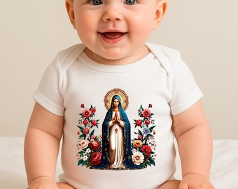 Our Lady of Guadalupe Floral PNG – Mexican Folk Art Virgin Mary Sublimation Design for T-Shirts, Mugs & More Printables