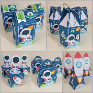 Astronaut Birthday Favor Boxes – Space Party Treat Boxes Set – Rocket & Alien Candy Boxes – Outer Space Party Decorations