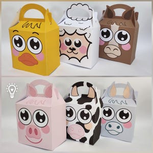 Baby Favor Box Ensemble de 6, Boîtes à bonbons pour les animaux de ferme de fête d’enfants Fête d’anniversaire, Boîtes de faveur à thème, Boîtes de faveur personnalisées