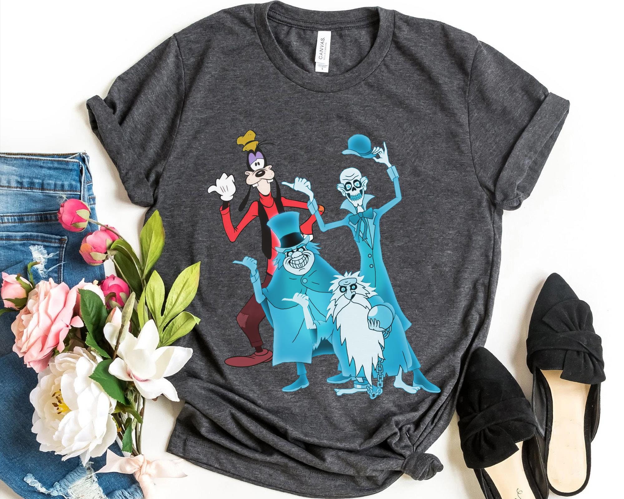 Discover Funny Goofy and Hitchhiking Ghosts Shirt, The Haunted Mansion T-shirt, Mickey Friends Not So Scary Tee, Disneyland Halloween Party Trip Gift