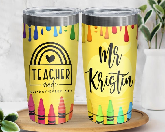 Personalized Name Rainbow Teacher Tumbler 20oz / Teacher Mode - Etsy