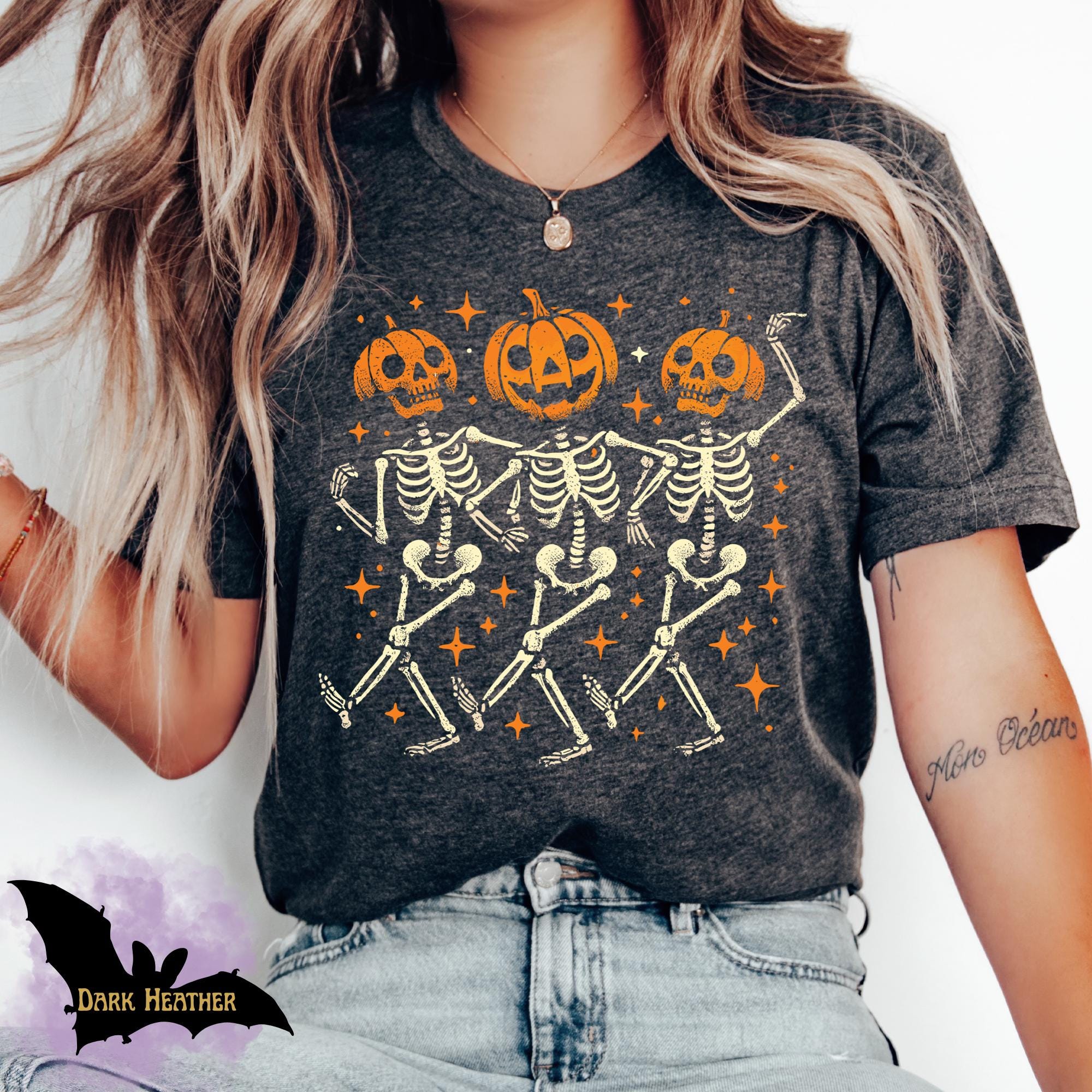 Pumpkin Skeleton Halloween Shirt, Pumpkin Halloween Tee, Halloween Skeleton Tee, Pumpkin Shirt, Spooky Season T-Shirt, Fall Shirt for Women