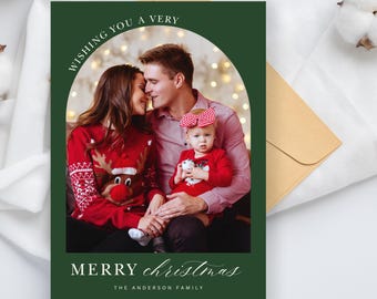 Christmas Photo Card, Holiday Photo Card, Customizable Editable Christmas Picture Card, Modern Christmas Card, Minimalistic Christmas Card