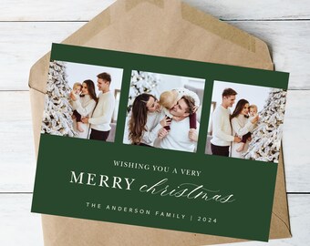Christmas Photo Card, Holiday Photo Card, Customizable Editable Christmas Picture Card, Modern Christmas Card, Minimalistic Christmas Card