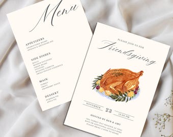 Friendsgiving Invitation, Thanksgiving Invitation, Thanksgiving Menu, Friendsgiving Invite, Friends Giving, Thanksgiving Invite Template