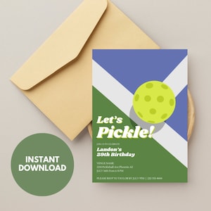 Pickleball Party Invitation, Pickeball Event Invite, Customizable Birthday Invitation