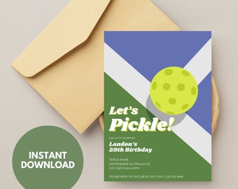 Pickleball Party Invitation, Pickeball Event Invite, Customizable Birthday Invitation