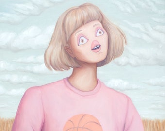 Ella no juega al baloncesto - impresión de bellas artes - pintura al óleo contemporáneo - moda Retrato de pintura paisaje por Heather Buchanan