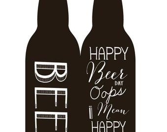 Happy Beer Day Card svg cut file, Silhouette Design studio file