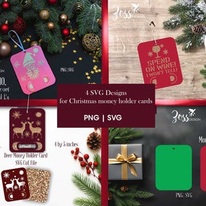 5 Fun Christmas Money Holder Card |SVG | Money card | SVG| PNG| Cut file| Christmas