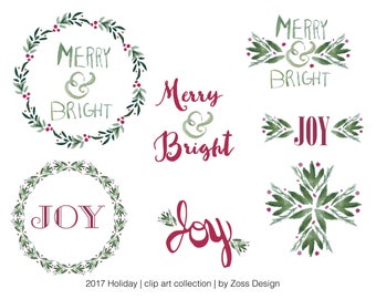 Merry & Bright Christmas Clip Art