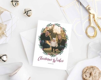 Christmas Wishes editable Christamas card template, downloadable, editable card. Print yourself