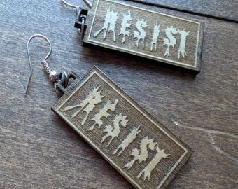 Pendientes de madera resistentes / Pendientes llamativos / Únicos / Pendientes colgantes de madera /