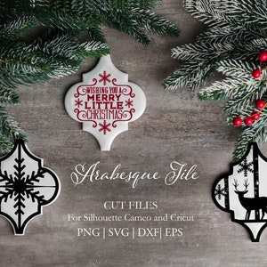 Christmas SVG files for Arabesque orniments, Deer, snowflake and Merry Christmas