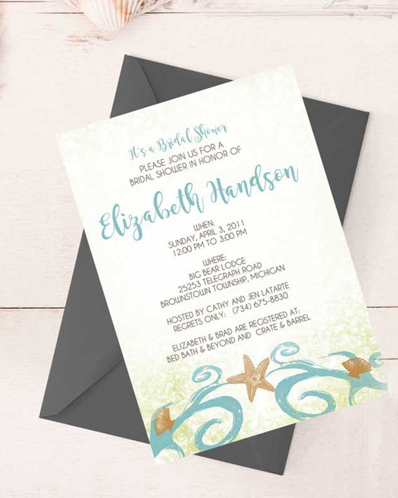 By The Sea Bridal Shower Invitation Destination Wedding Etsy