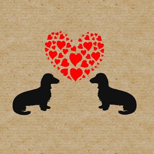 Cut file, Dachshund Love Valeintine&#39;s Cut file. SVG and Silhouette CAMEO Version.
