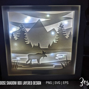 North Woods  Moose Shadow box