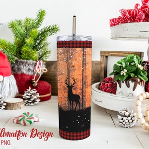 Christmas Reindeer Tumbler Design 20 oz skinny Straight