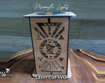 Archivo cortado con láser de linterna solar / SVG / Estado de Minnesota