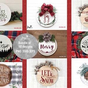 Christmas Door hanger svg designs with different Christmas Sentiments on them| SVG file| Chrismtas