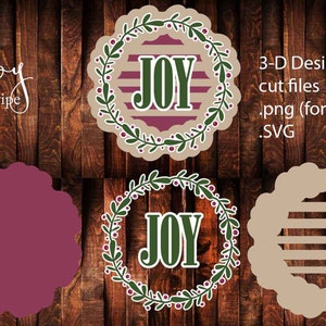 Archivos cortados en capas navideñas en 3D. Corona de alegría